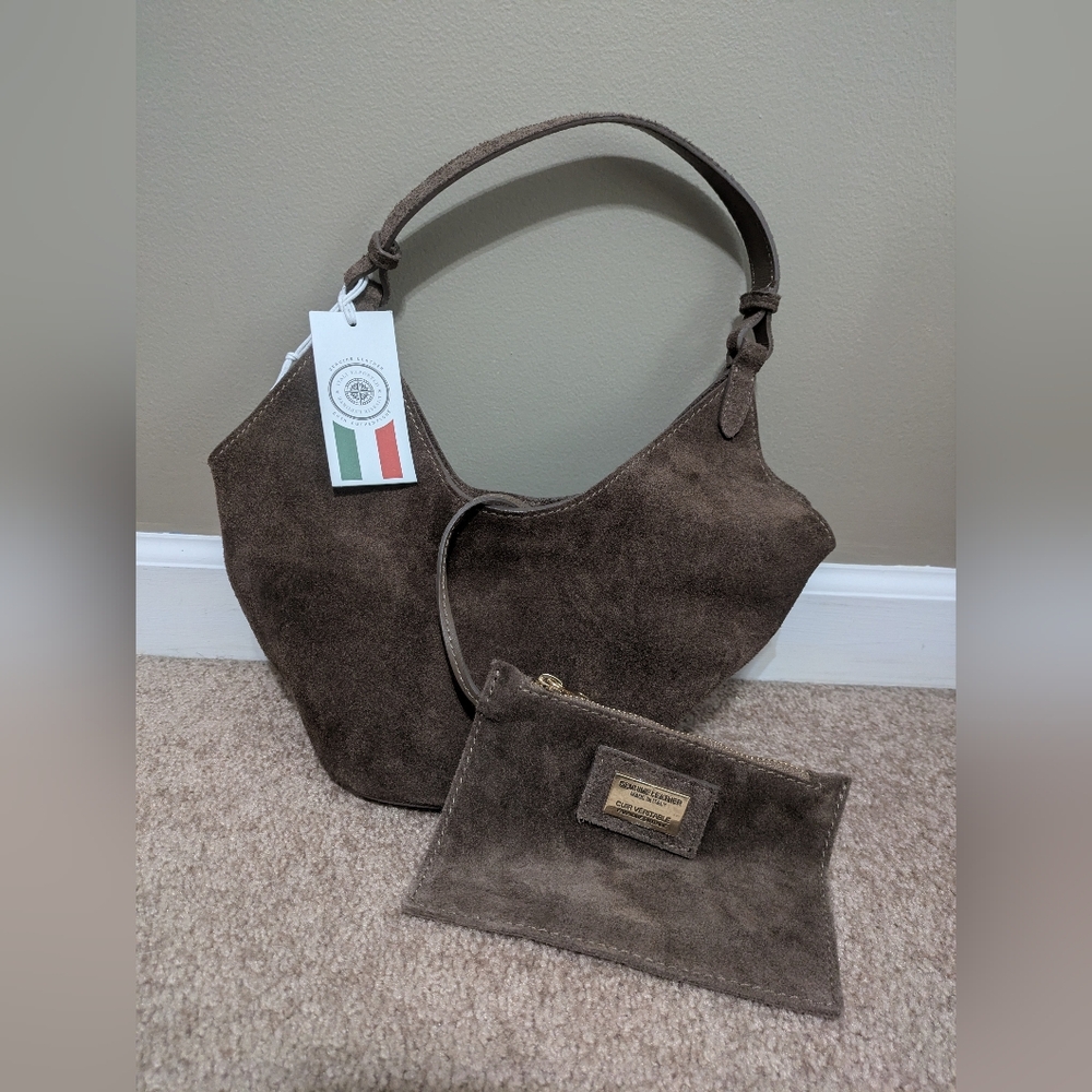 Brown Genuine Leather Made In Italy Italian Hand Bag Handbag Shoulder Bag Purse - Picture 3 of 12